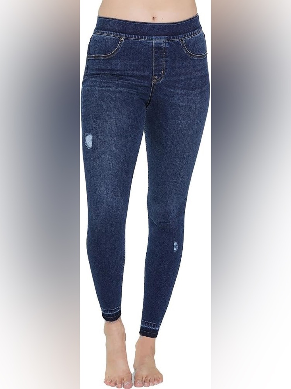 NWT SPANX Pull-on Distressed Ankle Skinny Jean in Medium Wash size Medium M